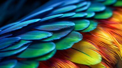 Macro Close-up of Parrot Feathers