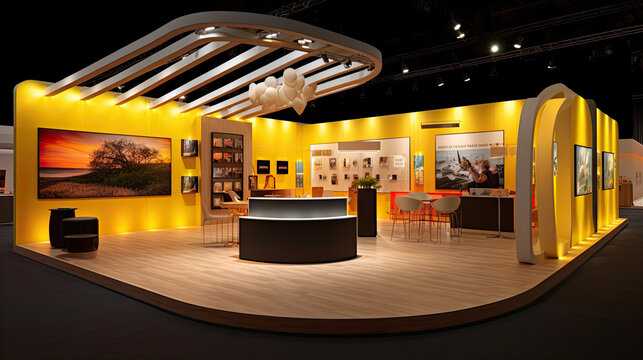 Empty Exibition Trade Fair Stand ready to receive brands and advertisements.