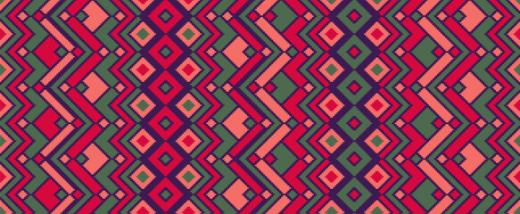Asymmetric rhombus traditional motifs vector geometric pattern.