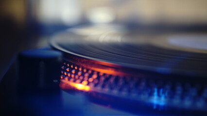 close up of a dj mixer / vinyl player 