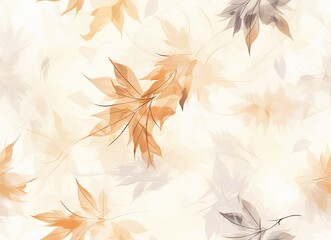abstract autumnal fall scene in cream color shades. Autumn texture background with shadow of maple tree leaves on a wall. SEAMLESS PATTERN. SEAMLESS WALLPAPER.