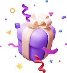 3D Gift Box With Falling Confetti