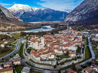 Foto op Plexiglas Ancient fortress city of Venzone. Friuli. Top view. © Nicola Simeoni