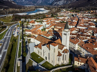 Ancient fortress city of Venzone. Friuli. Top view.