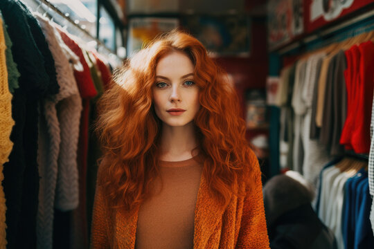 Portrait of a woman in a shop