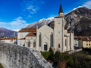 Fototapeta na wymiar Ancient fortress city of Venzone. Friuli. Top view.
