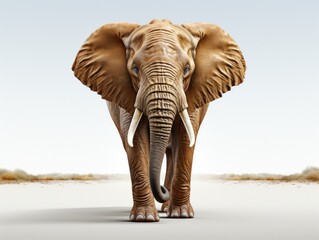 Fototapeta premium Elephant in the desert - 3D render illustration with clipping path