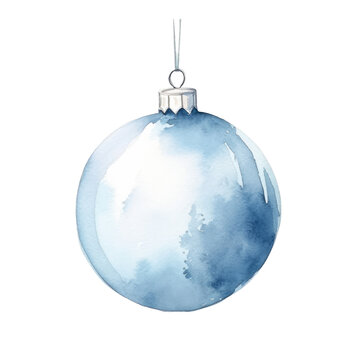 Christmas ball watercolour illustration. clipart for design. Christmas elements. isolated on transparent background. Generative ai