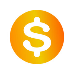 Dollar sign on a gold coin. Flat. Vector illustration.