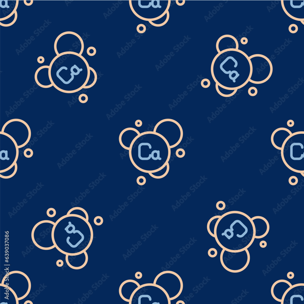 Poster line calcium chemical element icon isolated on isolated seamless pattern on blue background. vector