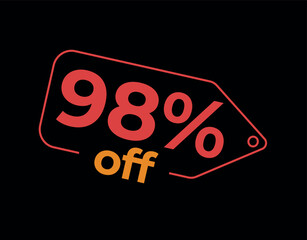 98, 98%, 98% off, 98% de desconto, %, % OFF, % de desconto, Desconto OFF, Promoção, etiqueta de desconto, etiqueta de preço, placa de preco, placa de desconto