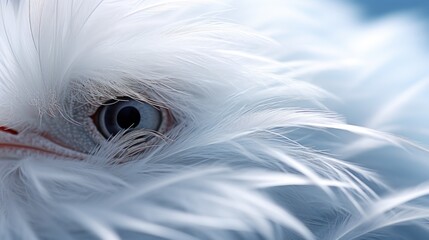 Close-up portrait of a white bird with a blue eye.