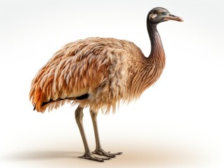 Ostrich bird isolated on white background with clipping path and shadow