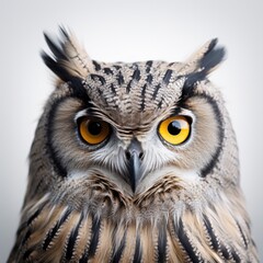 Obraz premium Portrait of a beautiful owl isolated on a white studio background.