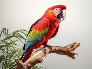 Red macaw parrot isolated on white background. 3d illustration. 