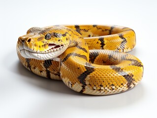 Obraz premium Yellow boa constrictor snake isolated on white background with clipping path. 