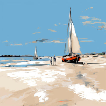 illustration of a sailboat on the beach