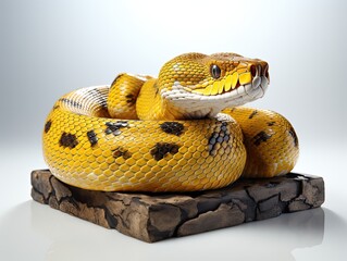 Obraz premium Yellow boa constrictor snake isolated on white background with clipping path. 
