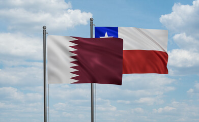 Chile and Qatar flag