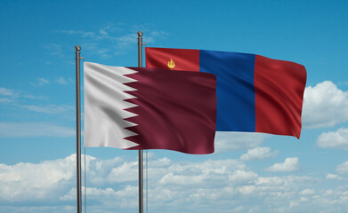 Mongolia and Qatar flag