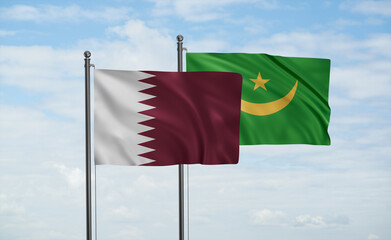 Mauritania and Qatar flag