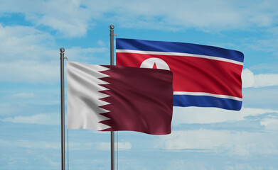North Korea and Qatar flag