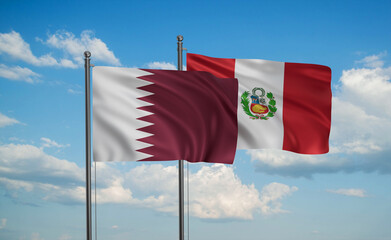 Peru and Qatar flag