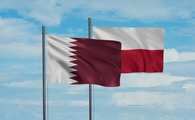Poland and Qatar flag