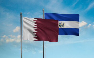 Salvador and Qatar flag