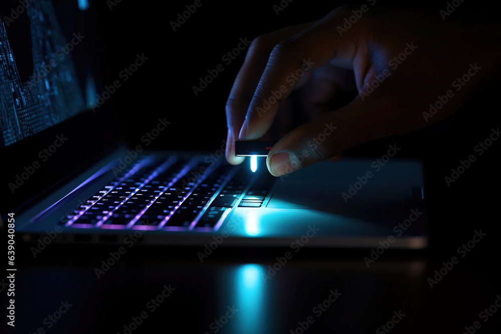Poster Hacker scans laptop keyboard for fingerprints