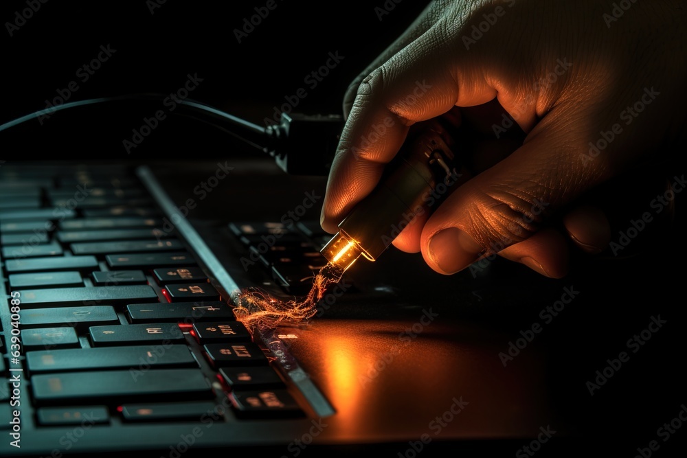 Poster Hacker scans laptop keyboard for fingerprints