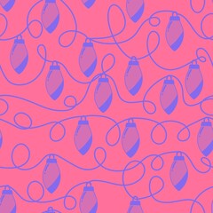 Festive illumination bulbs seamless pattern for Christmas and wrapping paper and fabrics and kids clothes print