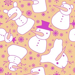 Christmas cartoon snowman seamless winter ice pattern for wrapping paper and kids clothes print and new year