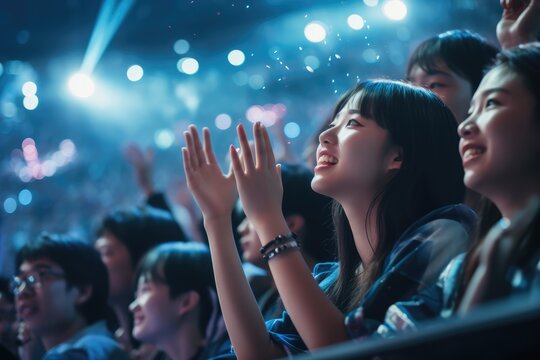 K-drama and K-pop: Fans celebrating at a concert Natural ambiance - AI Generated