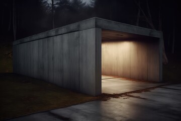 Dark and dim concrete shelter