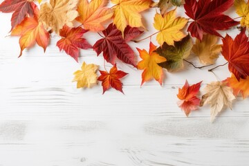 estive autumn leaves decor on white wooden table