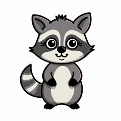 Fototapeta na wymiar Raccoon Vector Cute Raccoon Cartoon Symbol