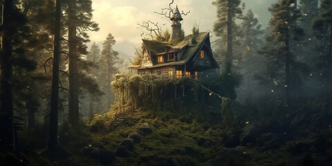A house in the middle of a forest