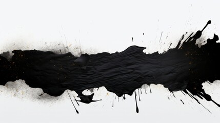 Photo of a black paint splatter on a white canvas