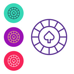 Set line Casino chips icon isolated on white background. Casino gambling. Set icons colorful. Vector