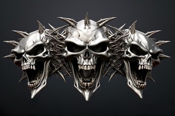 Screaming metal demon skulls | Generative AI