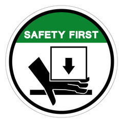 Safety First Hand Crush Force From Above Symbol Sign, Vector Illustration, Isolate On White Background Label .EPS10