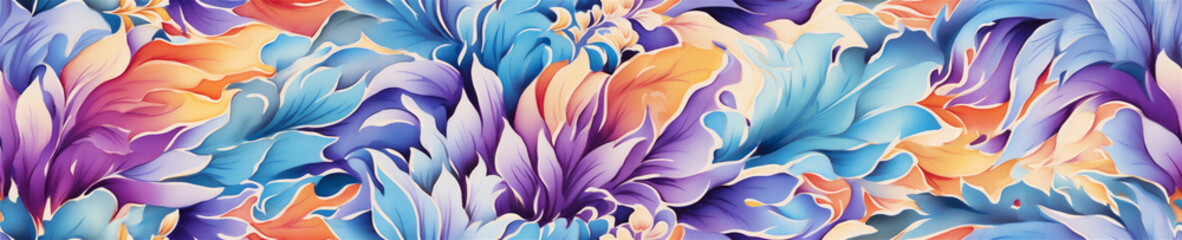 Watercolor Floral Wallpaper Pattern, Exotic Floral Style Seasonal Themes, Generative AI
