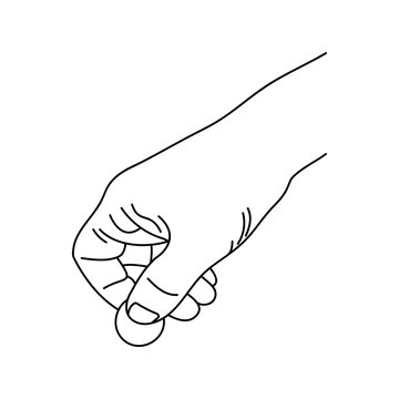 Line art of human hands, signs and gestures