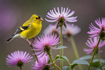 bird on flower  generated by AI technology 