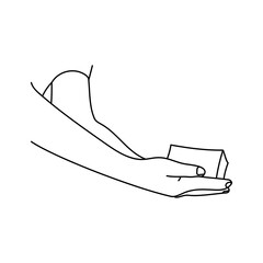 Line art of human hands, signs and gestures