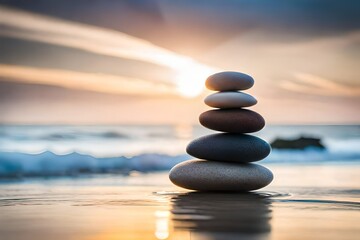 Obraz na płótnie Canvas zen stones on the beach