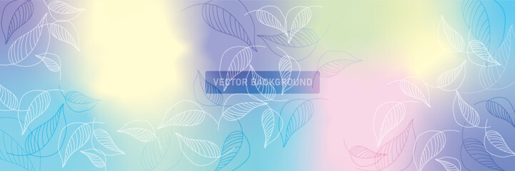 Fototapeta na wymiar Abstract Pastel background with light Gradient with line leaves and highlights. Soft Magic Holographic wallpaper.