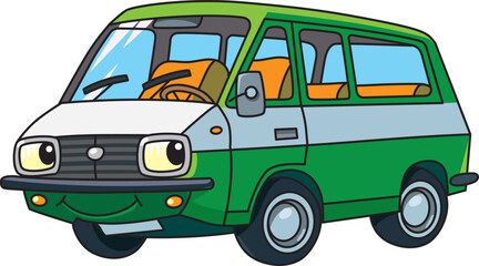 Funny small taxi car with eyes Vector illustration