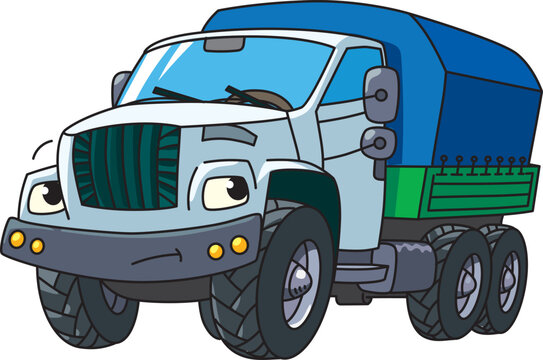 Funny big truck Cars with eyes vector illustration